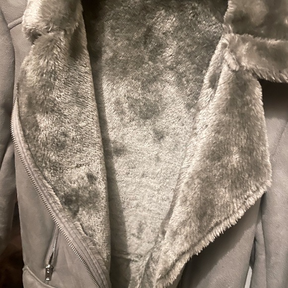 Nina Leonard gray size SM. Aviator Suede fur inside jacket NWOT - Picture 4 of 11